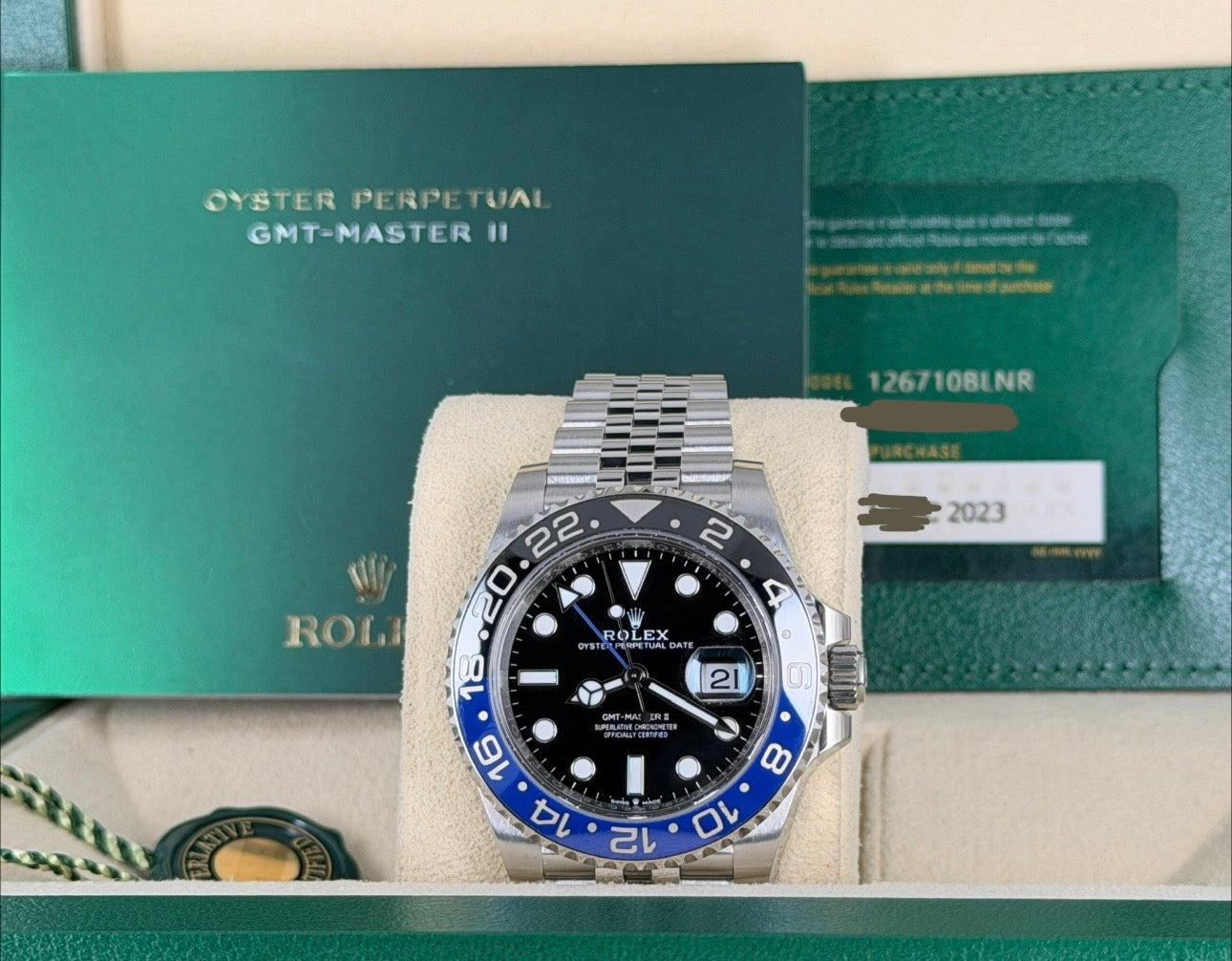 Rolex GMT-Master II Batgirl 2023, wie neu