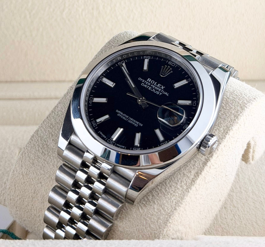 Rolex Datejust 41 mm, schwarzes Zifferblatt, 2017, wie neu, Jubilee