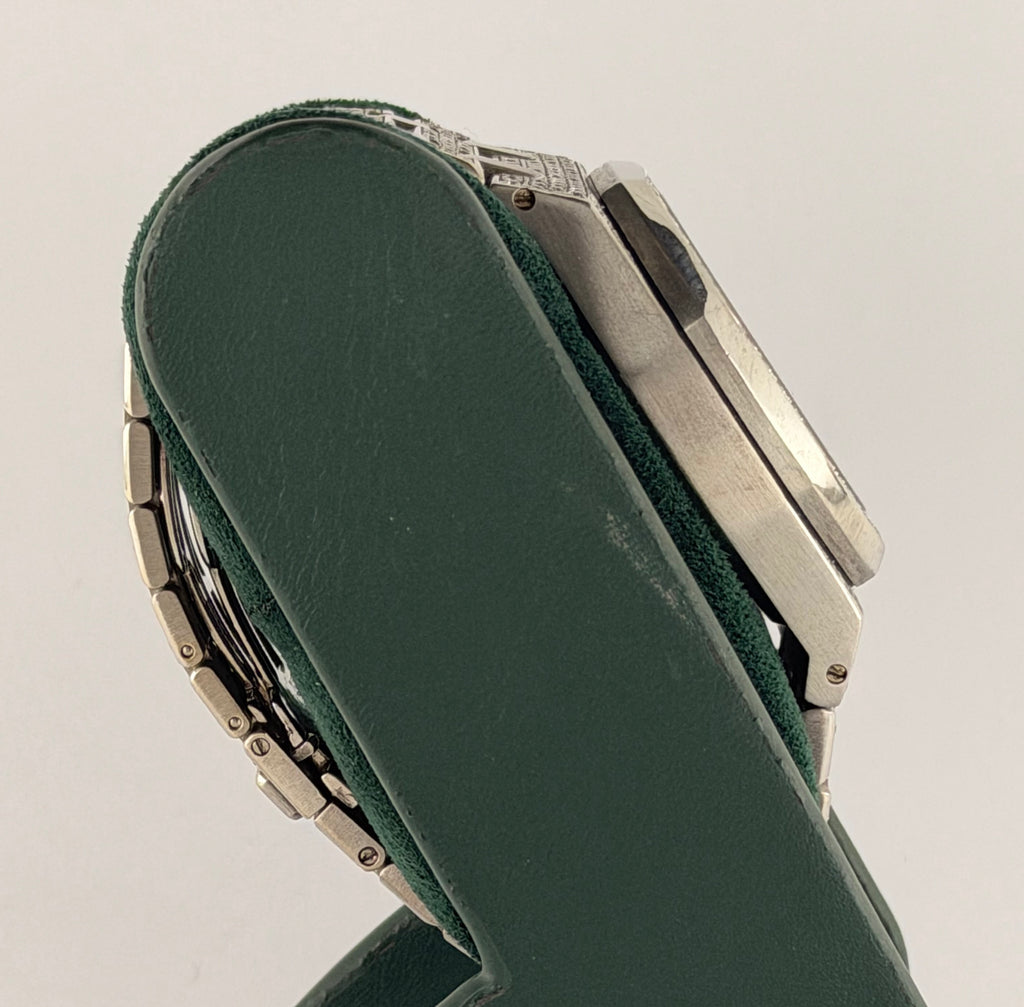 Audemars Piguet Royal Oak 39 mm Kasparov, 18 Karat Weißgold, Box und Archivauszug, nachträglich mit Diamanten besetzt, wie neu