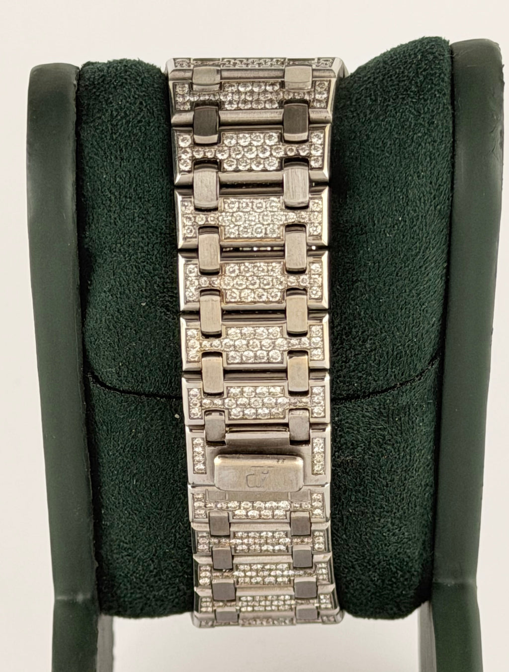Audemars Piguet Royal Oak 39 mm Kasparov, 18 Karat Weißgold, Box und Archivauszug, nachträglich mit Diamanten besetzt, wie neu