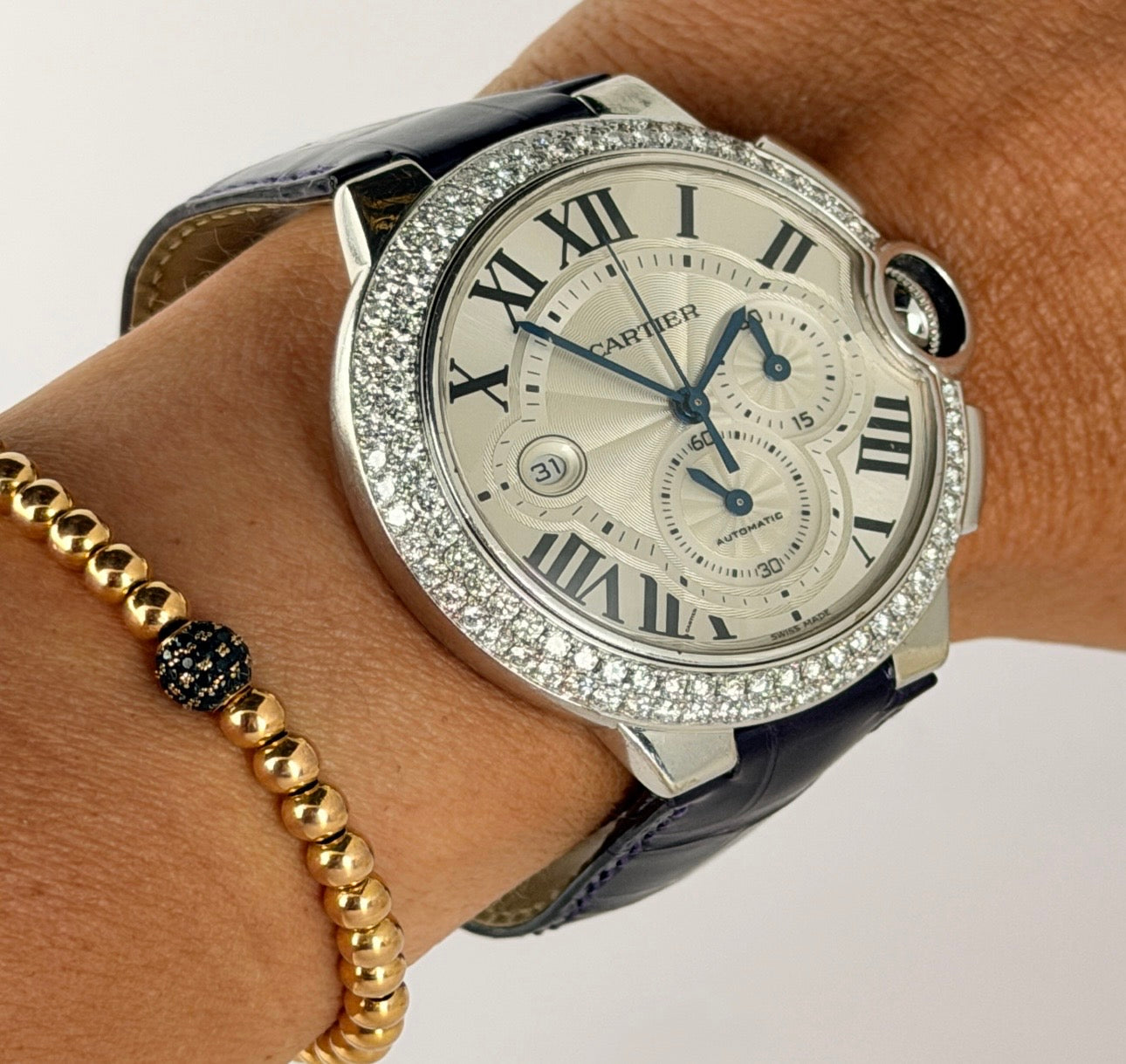 Cartier Ballon Bleu 44 mm 18 Karat Weißgold, werksseitige Diamanten, Full Set, UVP 45.000 €
