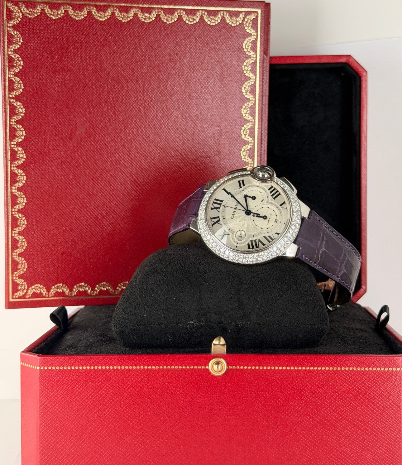 Cartier Ballon Bleu 44 mm 18 Karat Weißgold, werksseitige Diamanten, Full Set, UVP 45.000 €