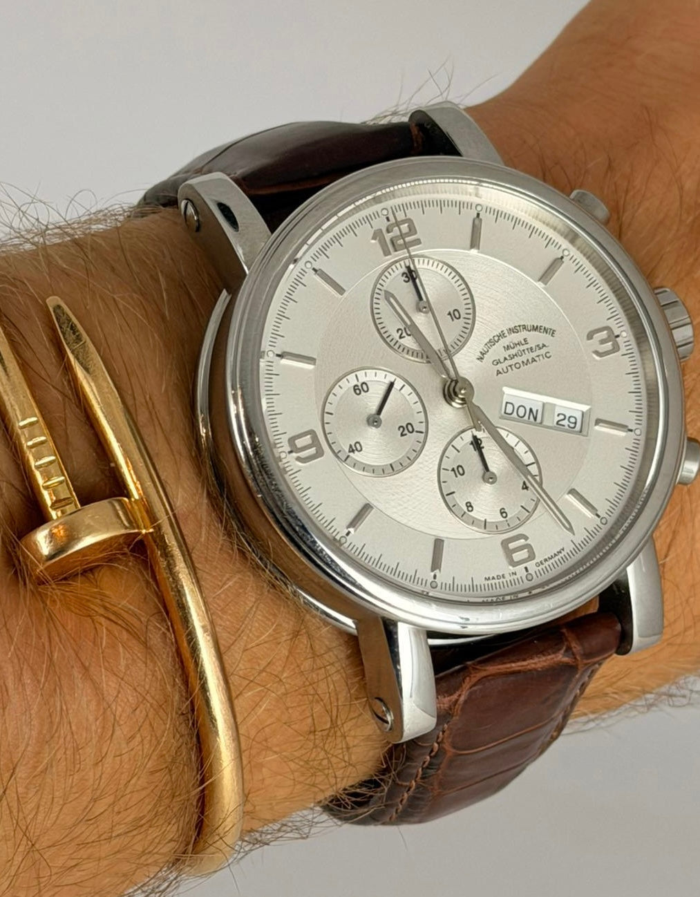 Mühle Glashütte Teutonia Chronograph Limited Edition mit 500 Exemplaren, nach vollständiger Wartung, nur Uhr