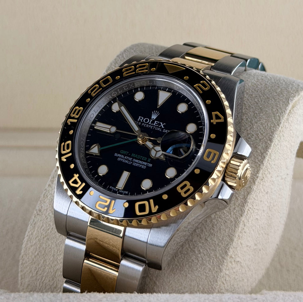 Rolex GMT-Master II Edelstahl & 18K Gold, wie neu, 2015, Full Set