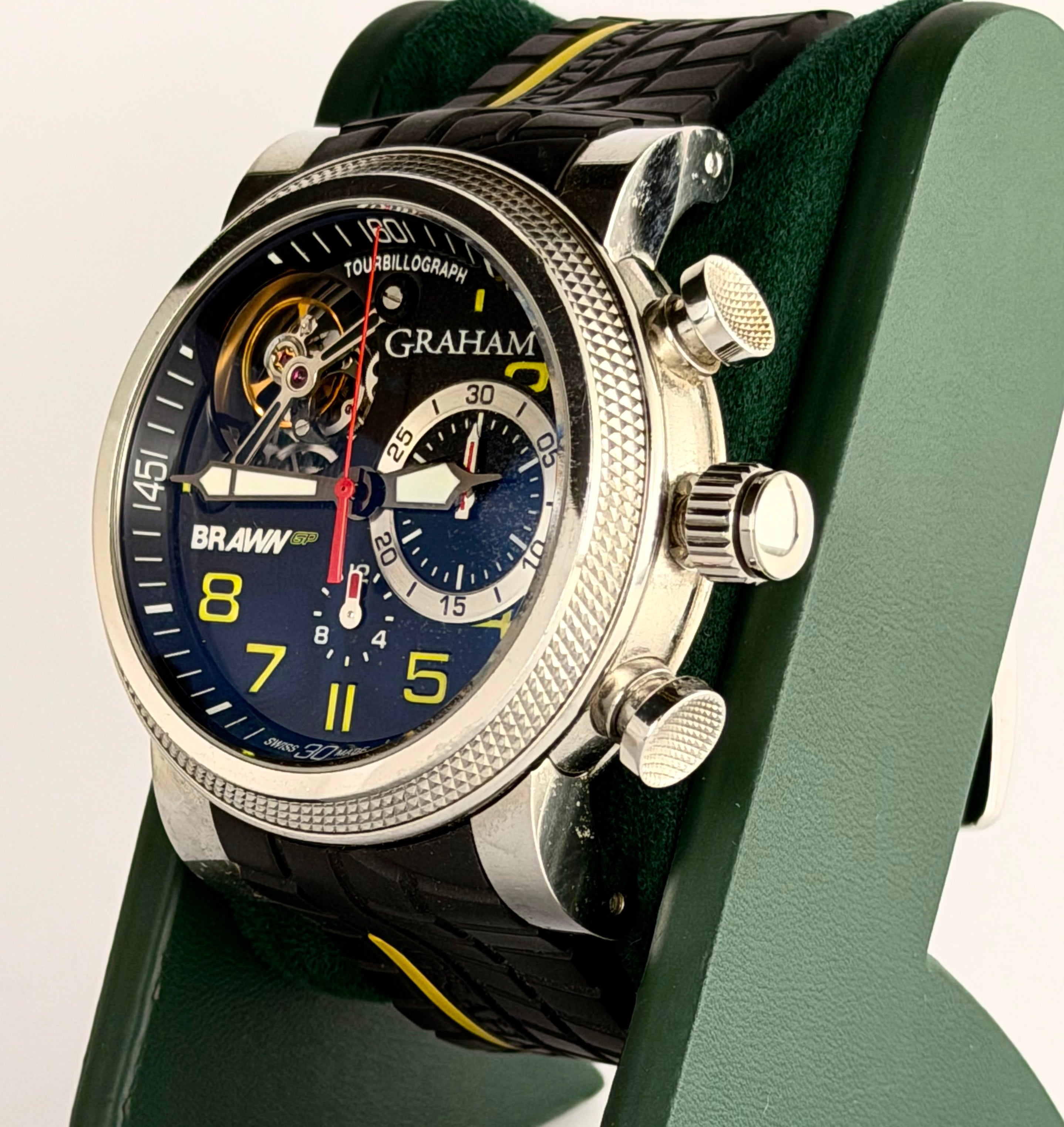 Graham Tourbillograph Brawn GP Trackmaster G-BGP-001 aus Edelstahl, Herrenuhr, nur Uhr, weltweit günstigstes Angebot