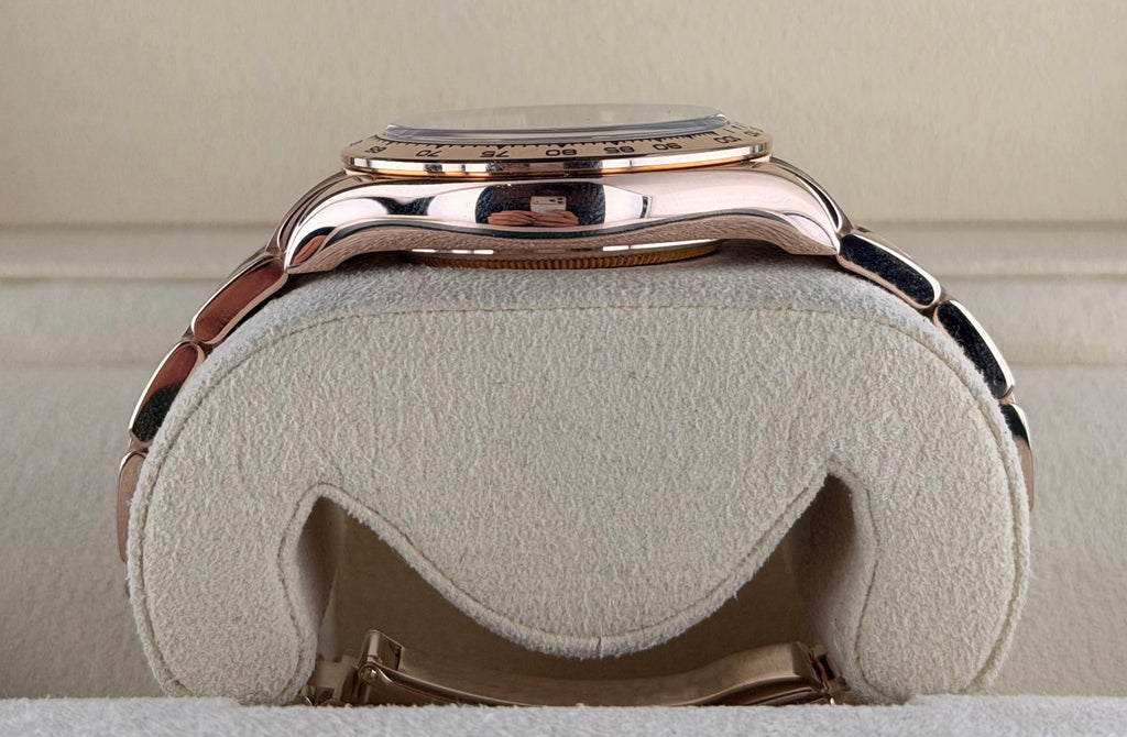 Rolex Daytona, 18 Karat Roségold, schwarzes Zifferblatt, neuwertig