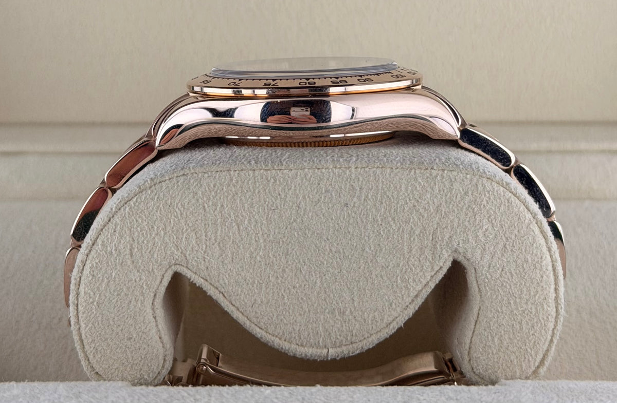 Rolex Daytona, 18 Karat Roségold, schwarzes Zifferblatt, neuwertig