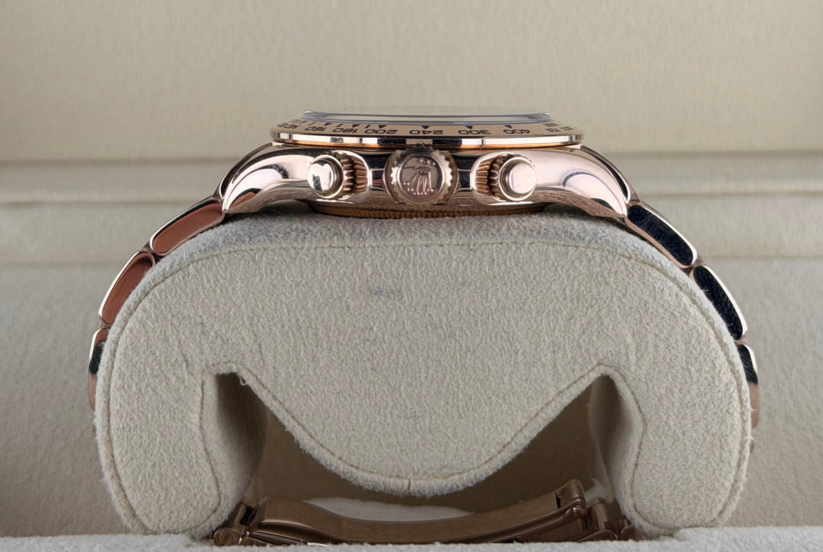 Rolex Daytona, 18 Karat Roségold, schwarzes Zifferblatt, neuwertig