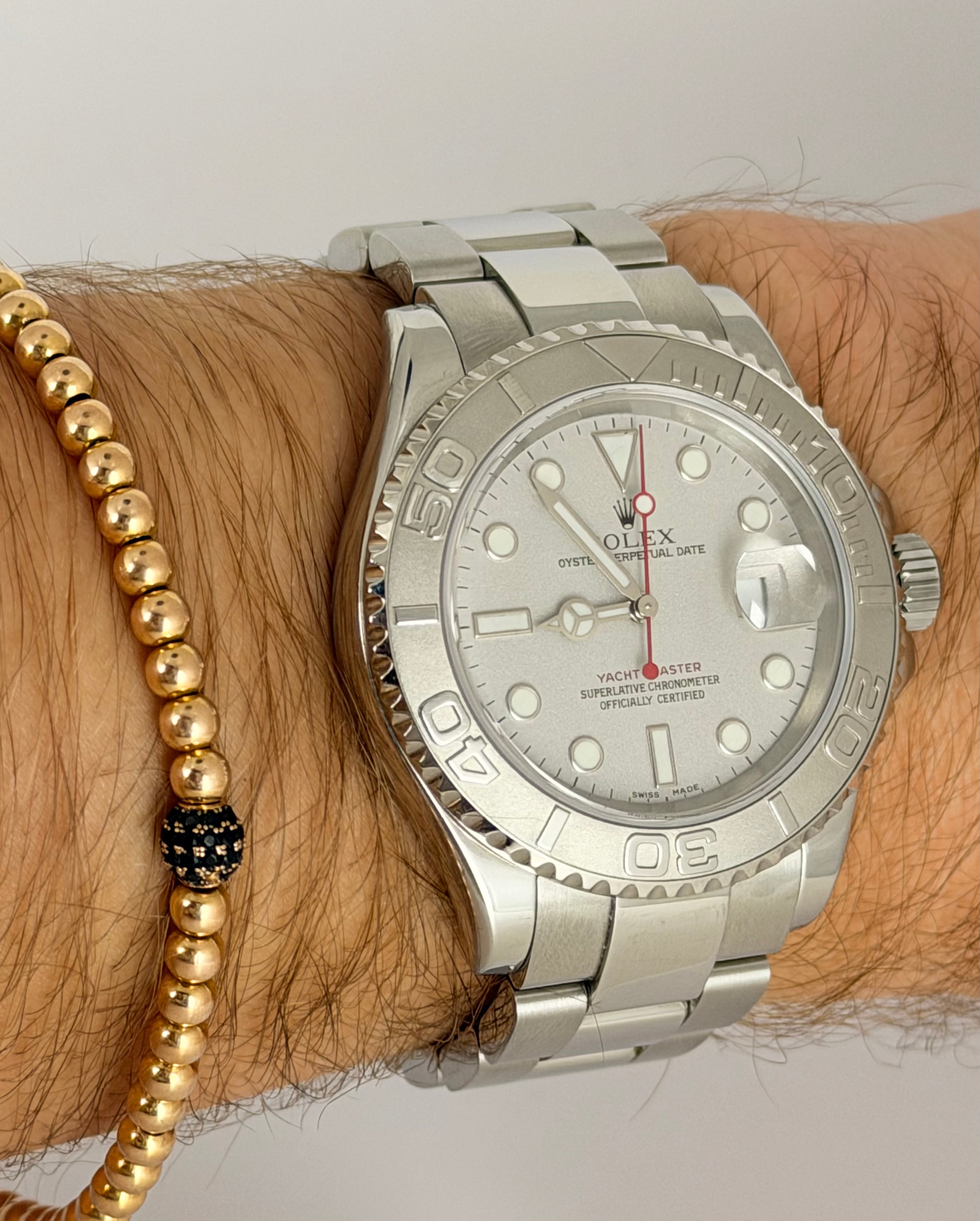 Rolex Yacht-Master 40 Platinlünette Full Set, neuwertiger Zustand