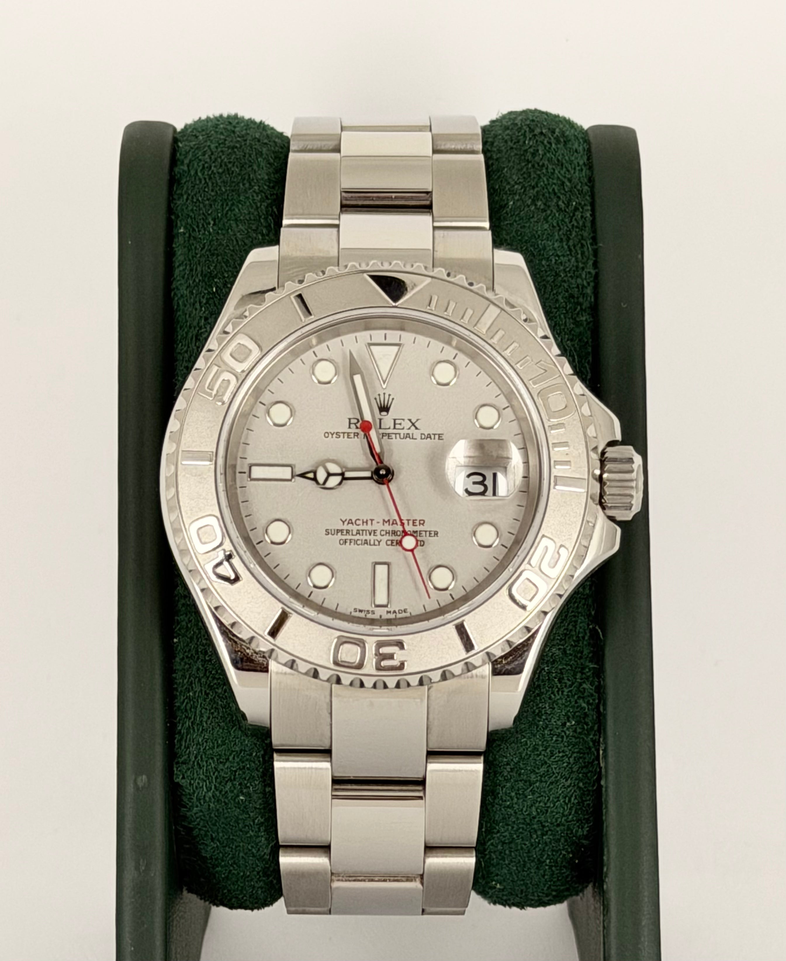 Rolex Yacht-Master 40 Platinlünette Full Set, neuwertiger Zustand