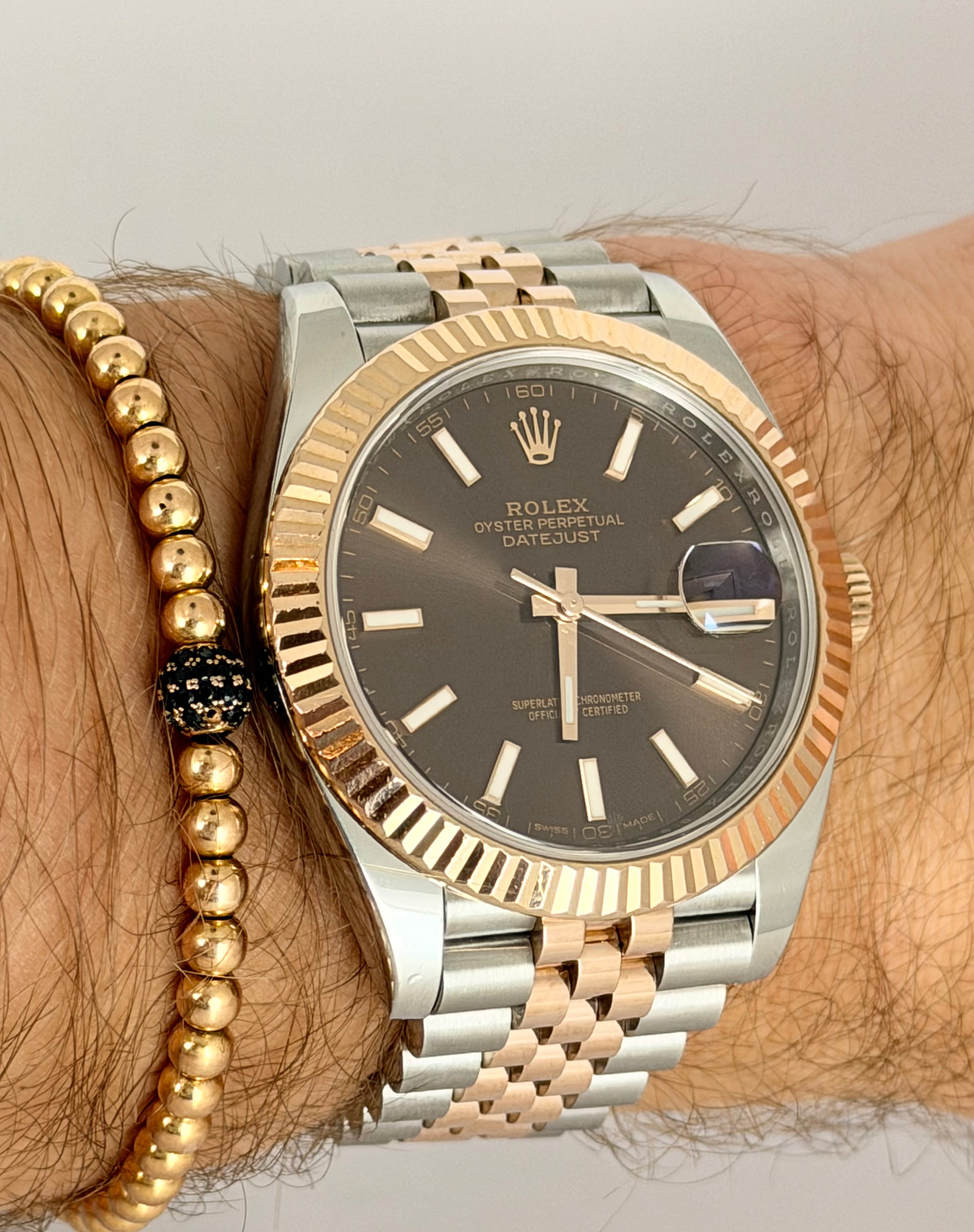 Rolex Datejust 41, Schokoladen-Zifferblatt, 18K Roségold