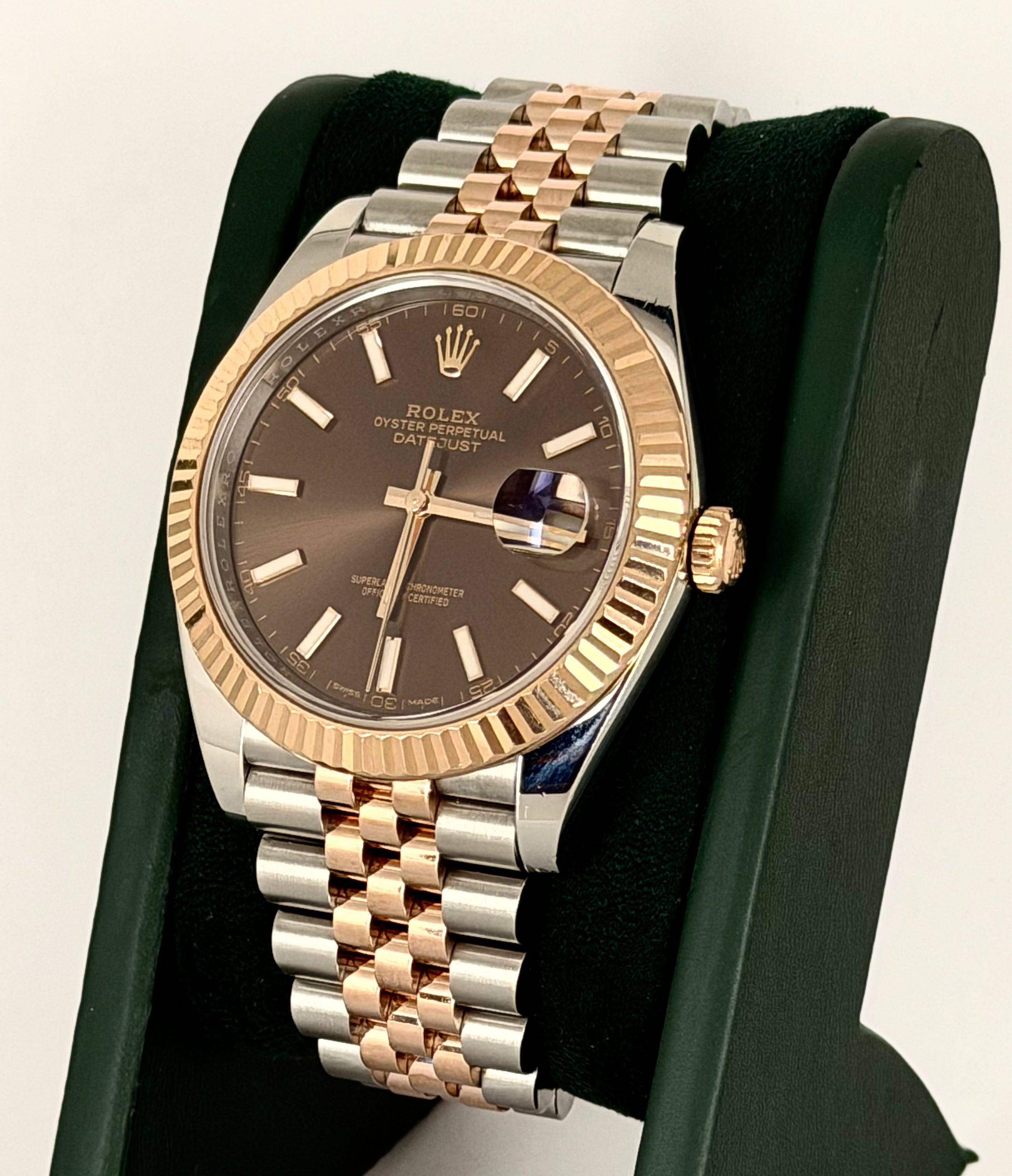 Rolex Datejust 41, Schokoladen-Zifferblatt, 18K Roségold