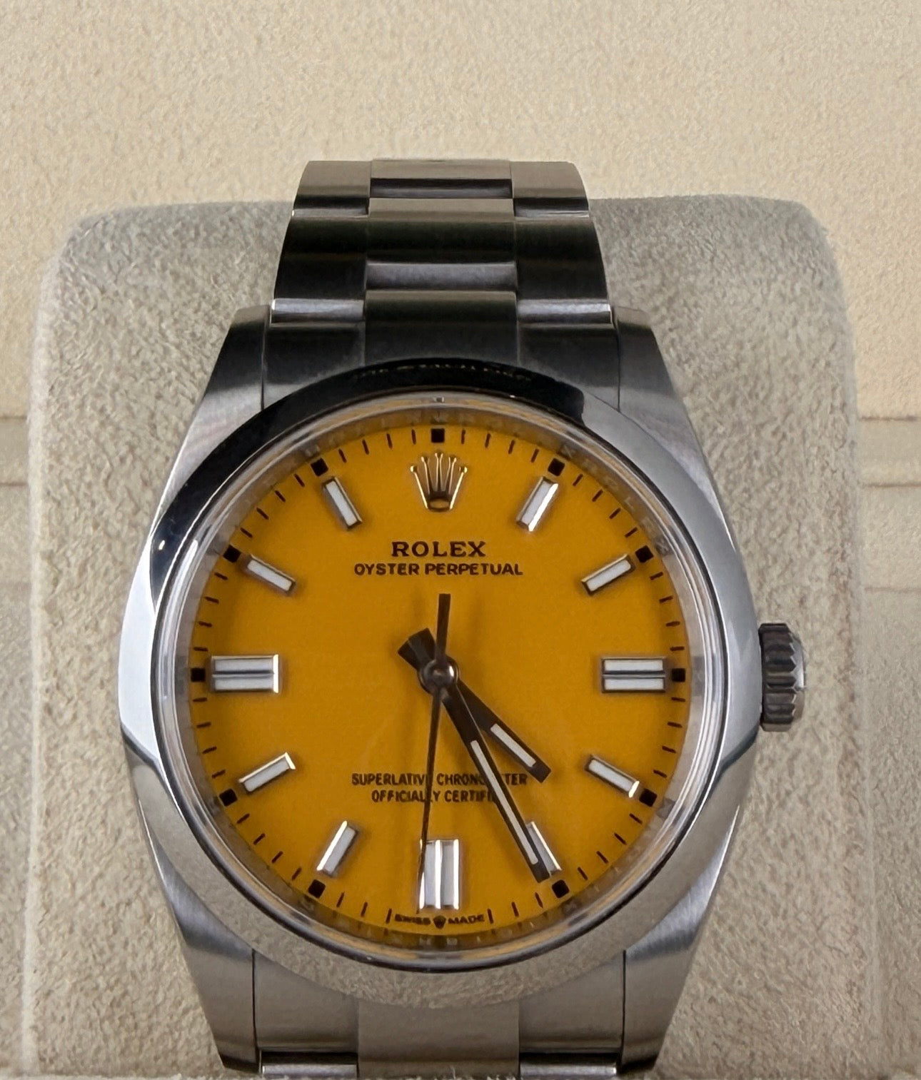 Rolex Oyster Perpetual 36 Gelb Discontinued Born Yellow Box and Papers