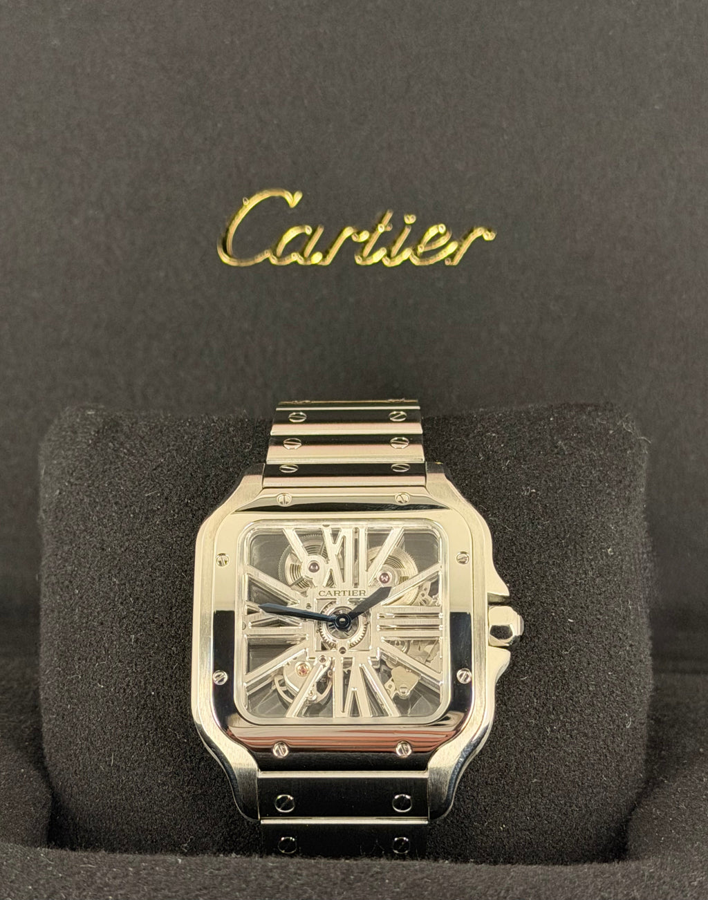 Cartier Santos de Cartier Skeleton, Skelettuhr, Extra-Komplettset, neuwertiger Zustand