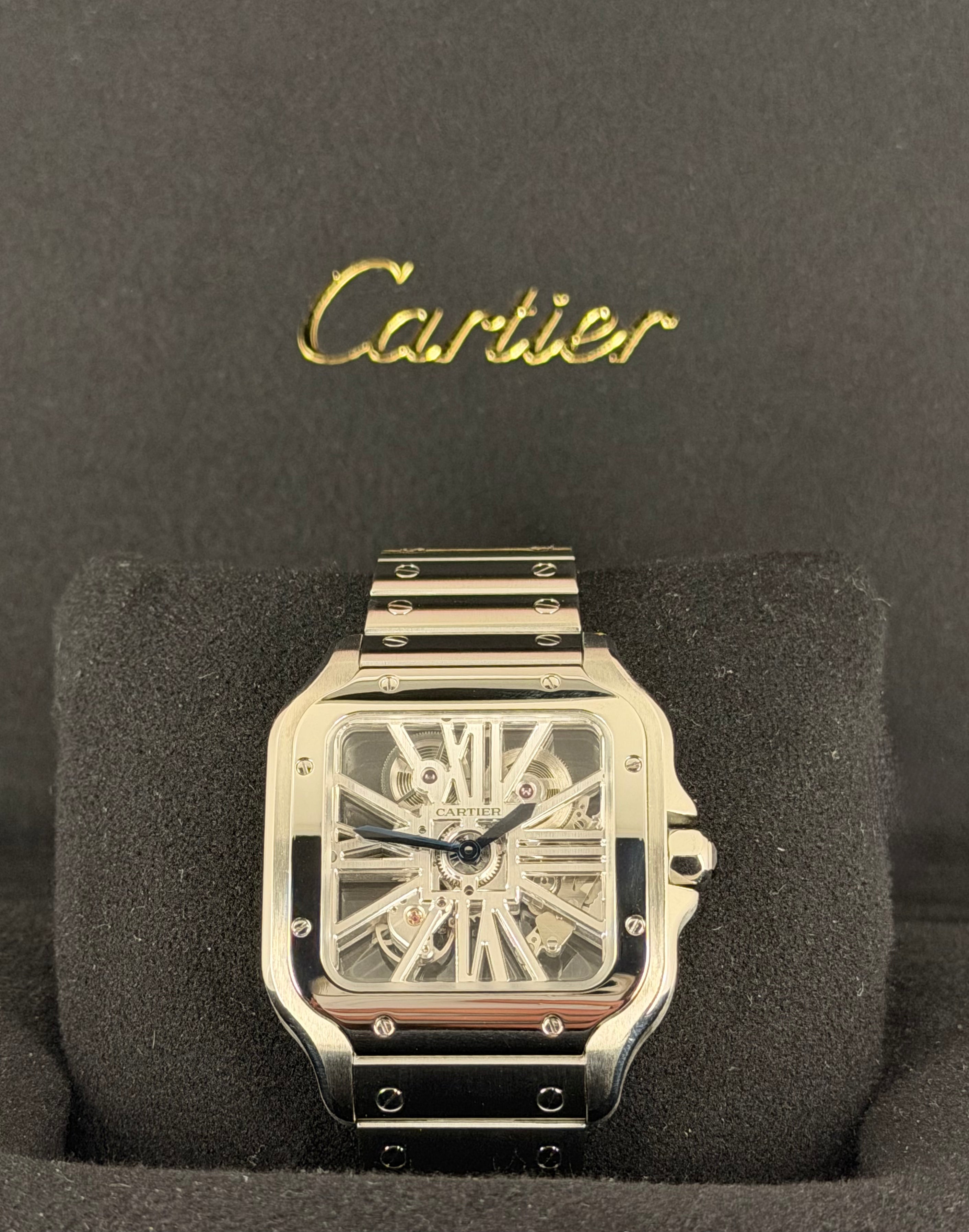 Cartier Santos de Cartier Skeleton, Skelettuhr, Extra-Komplettset, neuwertiger Zustand