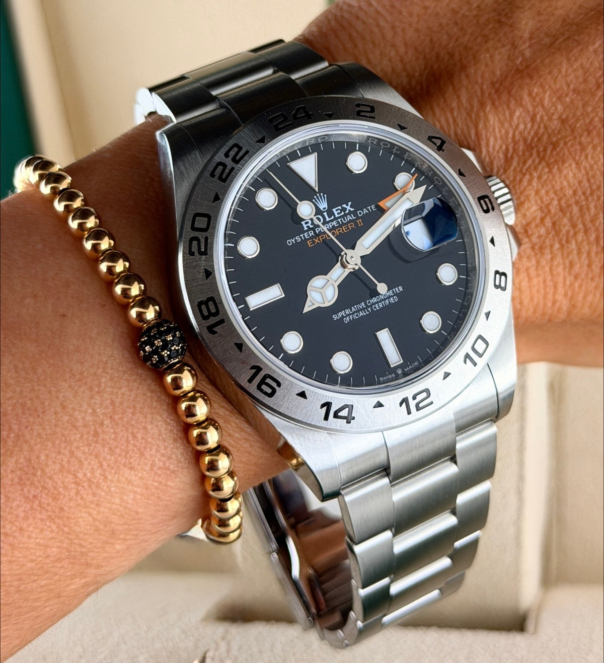 Rolex Explorer II, schwarzes Zifferblatt, wie neu, Full Set
