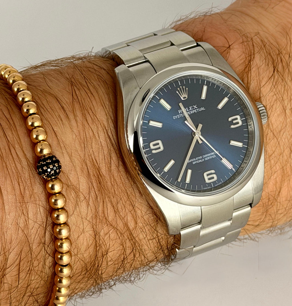 Rolex Air King 34 Blue Only Watch mit unserem Echtheitszertifikat und Rolex Reisebox