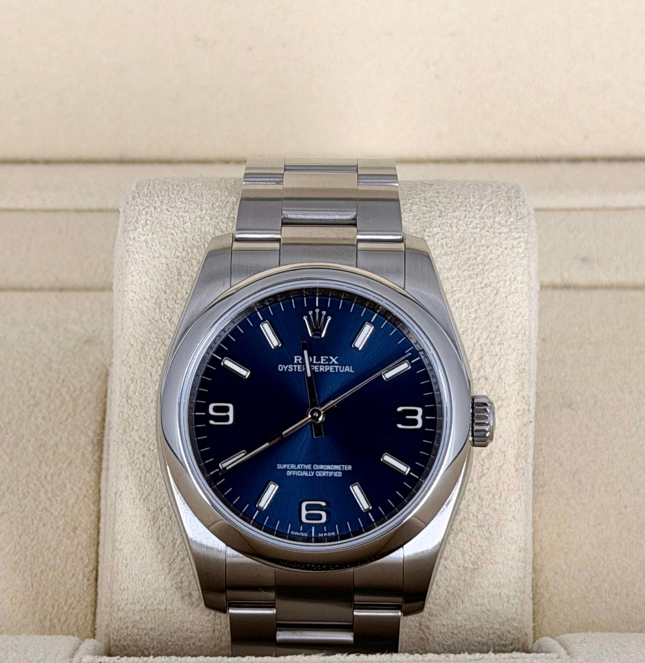 Rolex Air King 34 Blue Only Watch mit unserem Echtheitszertifikat und Rolex Reisebox