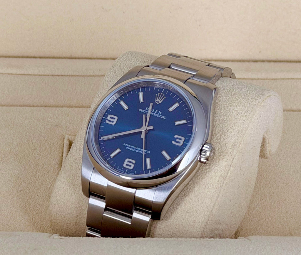 Rolex Air King 34 Blue Only Watch mit unserem Echtheitszertifikat und Rolex Reisebox