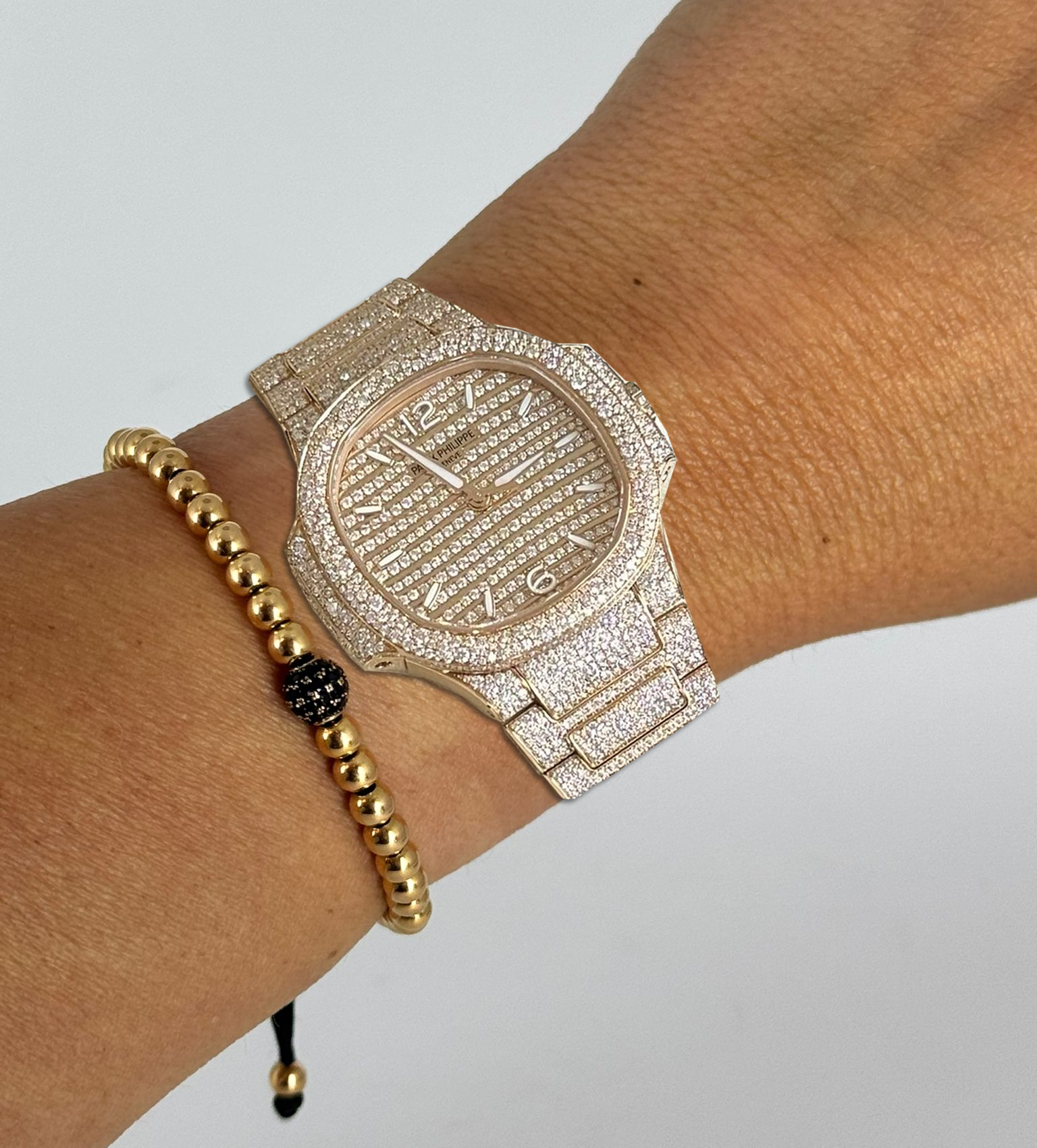 Nautilus Damen Automatik mit vollständigem Diamantbesatz