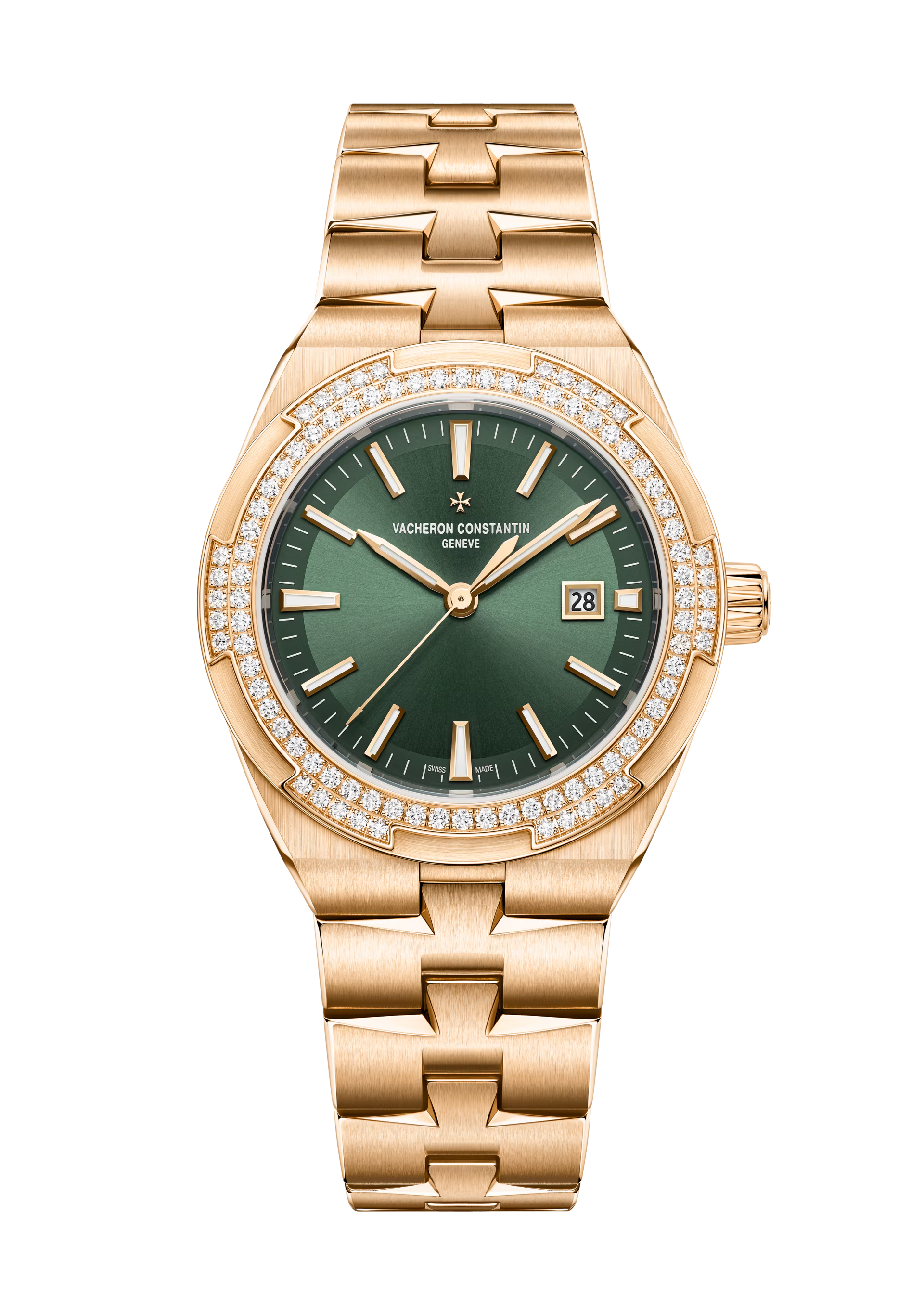 Overseas Diamantlünette Automatik 35 mm Roségold Armbanduhr