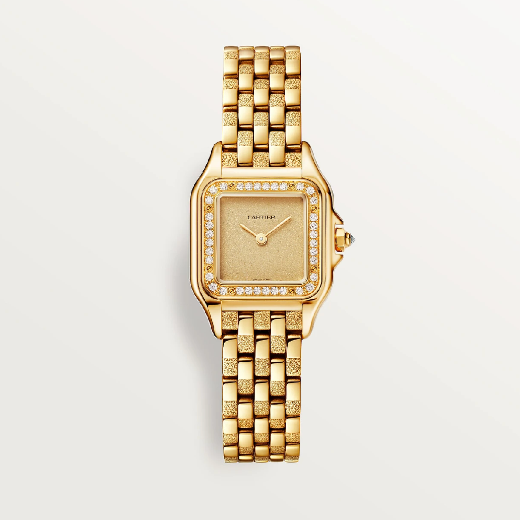 Cartier Panthère SM 750 Gelbgold – werkseitige Diamantlünette & strukturiertes Goldzifferblatt