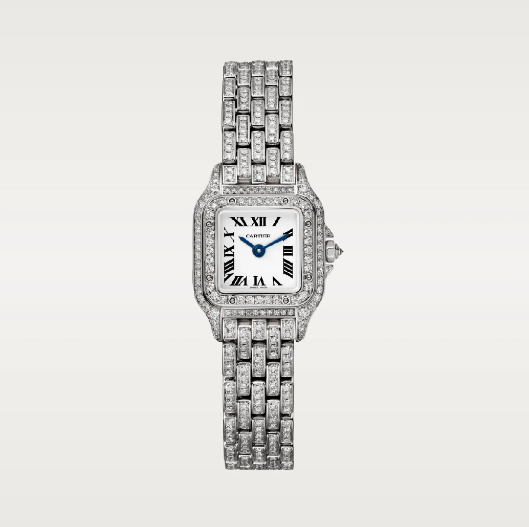 Cartier Panthère de Cartier Mini Pavé – vollständig diamantbesetzte Weißgold-Uhr (3,62 ct)