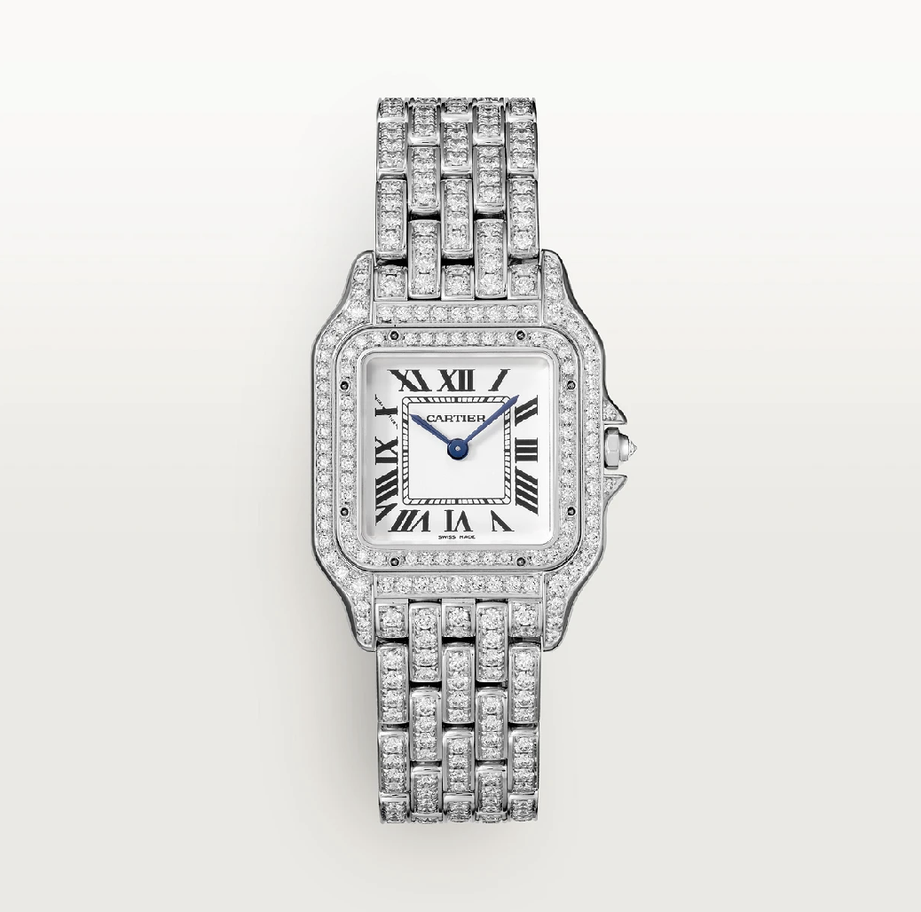 Cartier Panthère de Cartier Medium Pavé – vollständig diamantbesetzte Weißgold-Uhr (7,80 ct)