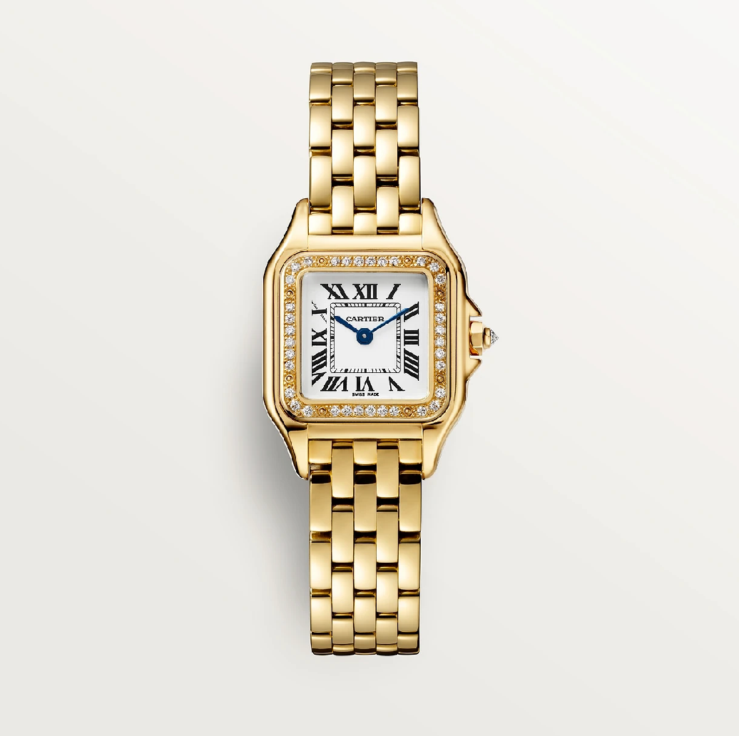 Cartier Panthère de Cartier SM – 750 Gelbgold, Diamantlünette & silbernes Zifferblatt