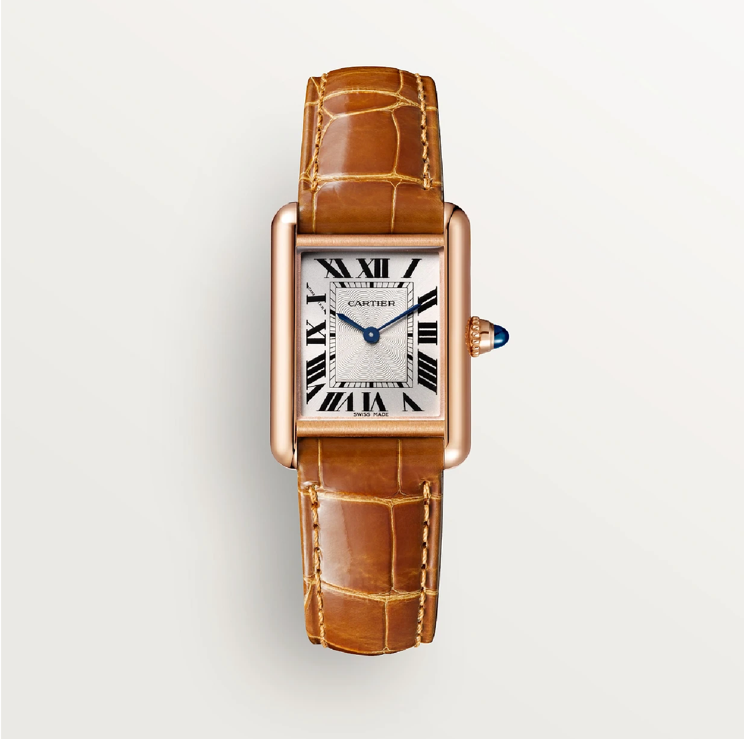 Cartier Tank Louis Cartier Small – 750 Roségold, Handaufzug, Silbernes Zifferblatt