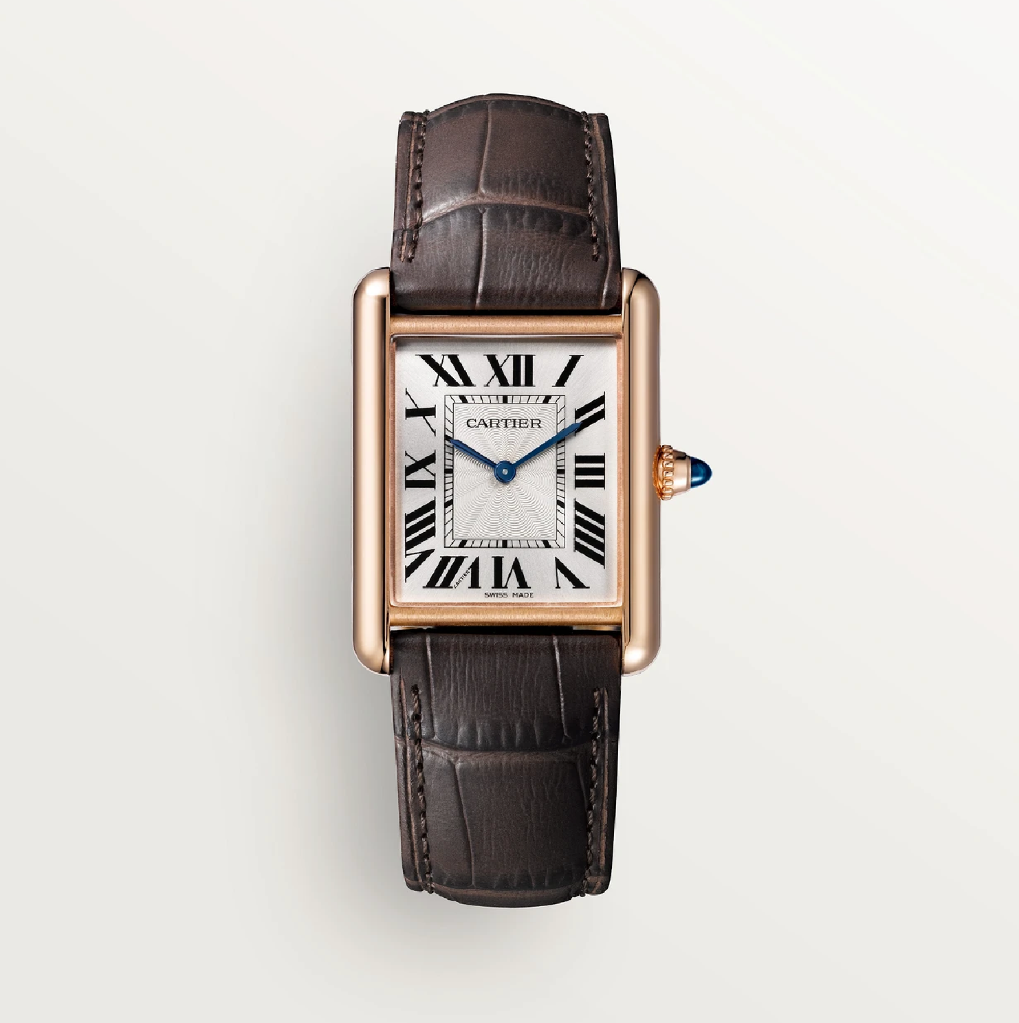 Cartier Tank Louis Cartier Large 33.7mm x 25.5mm 750 Roségold Handaufzug (Braunes Lederarmband)