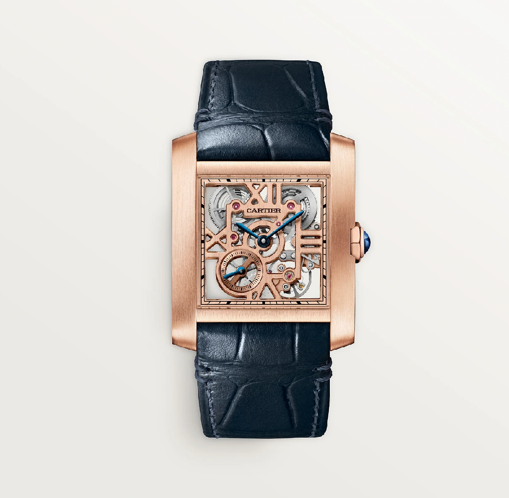 Cartier skelettierte Tank Française Large 36,7 mm x 30,5 mm Roségold Skelett Handaufzug 9630 MC
