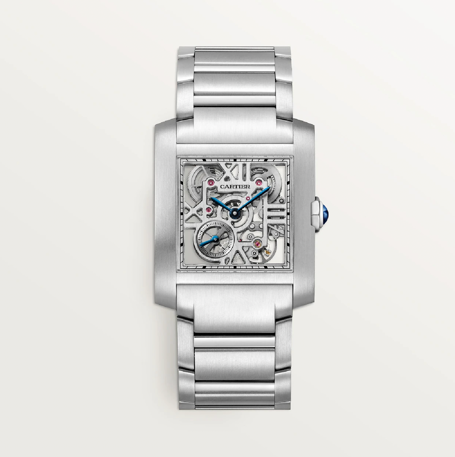 Cartier skelettierte Tank Française Large 36,7 mm x 30,5 mm Edelstahl Skelett 9630 MC
