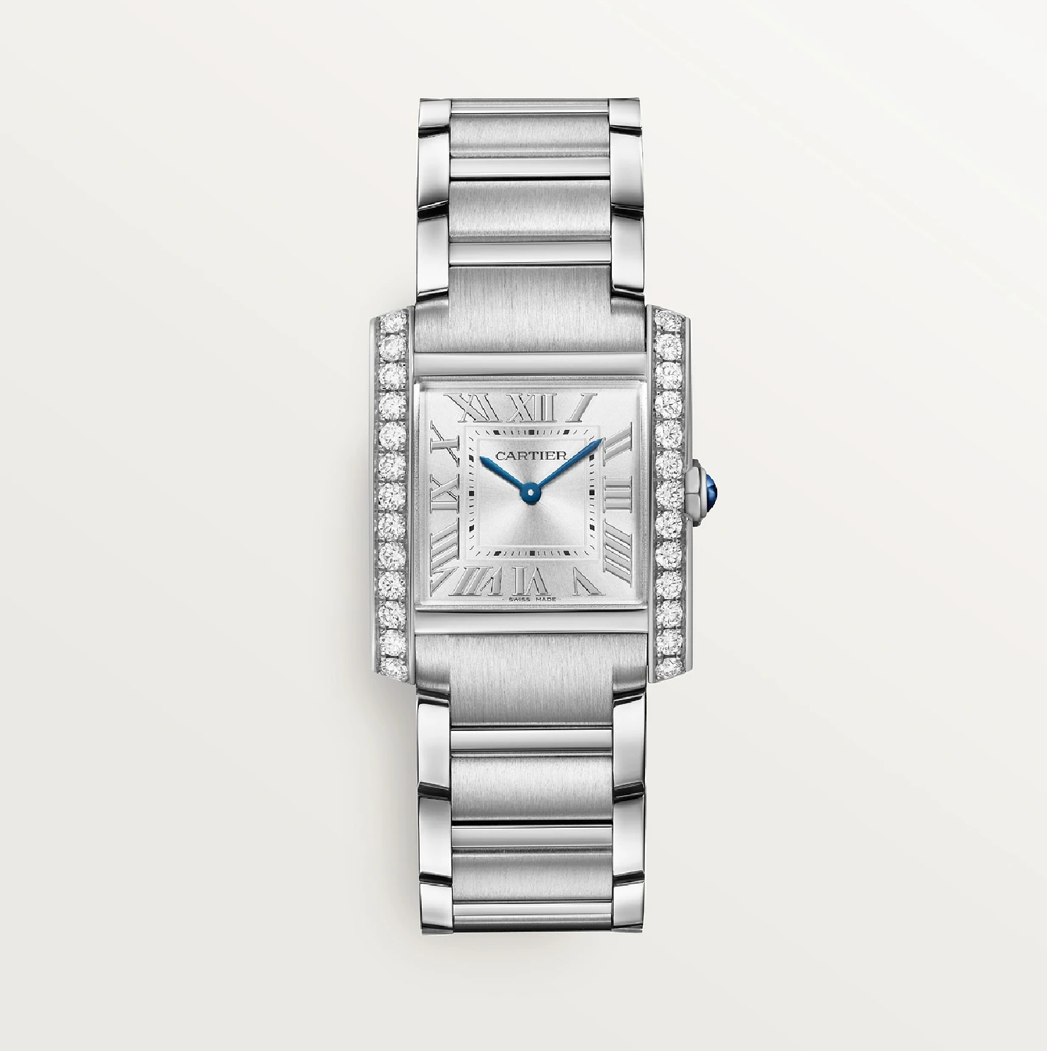 Cartier Tank Française Medium 32 mm x 27 mm Diamantlünette Edelstahl Quarzuhr