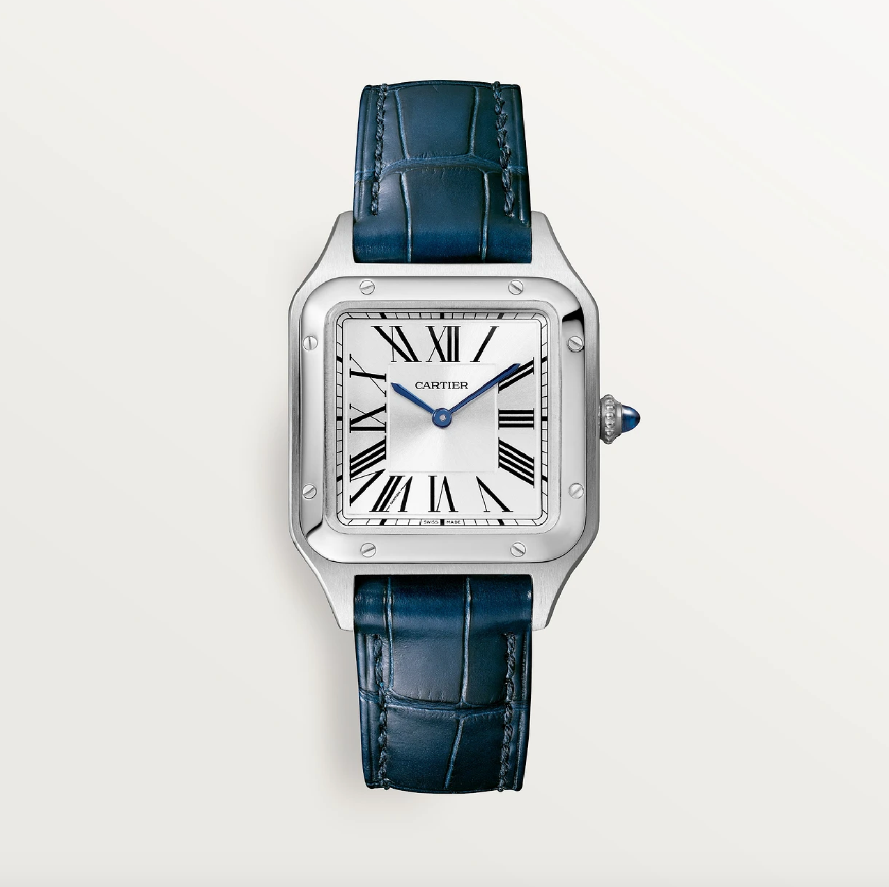 Cartier Santos-Dumont Small 38mm Edelstahl Quarz Blaues Alligatorlederarmband