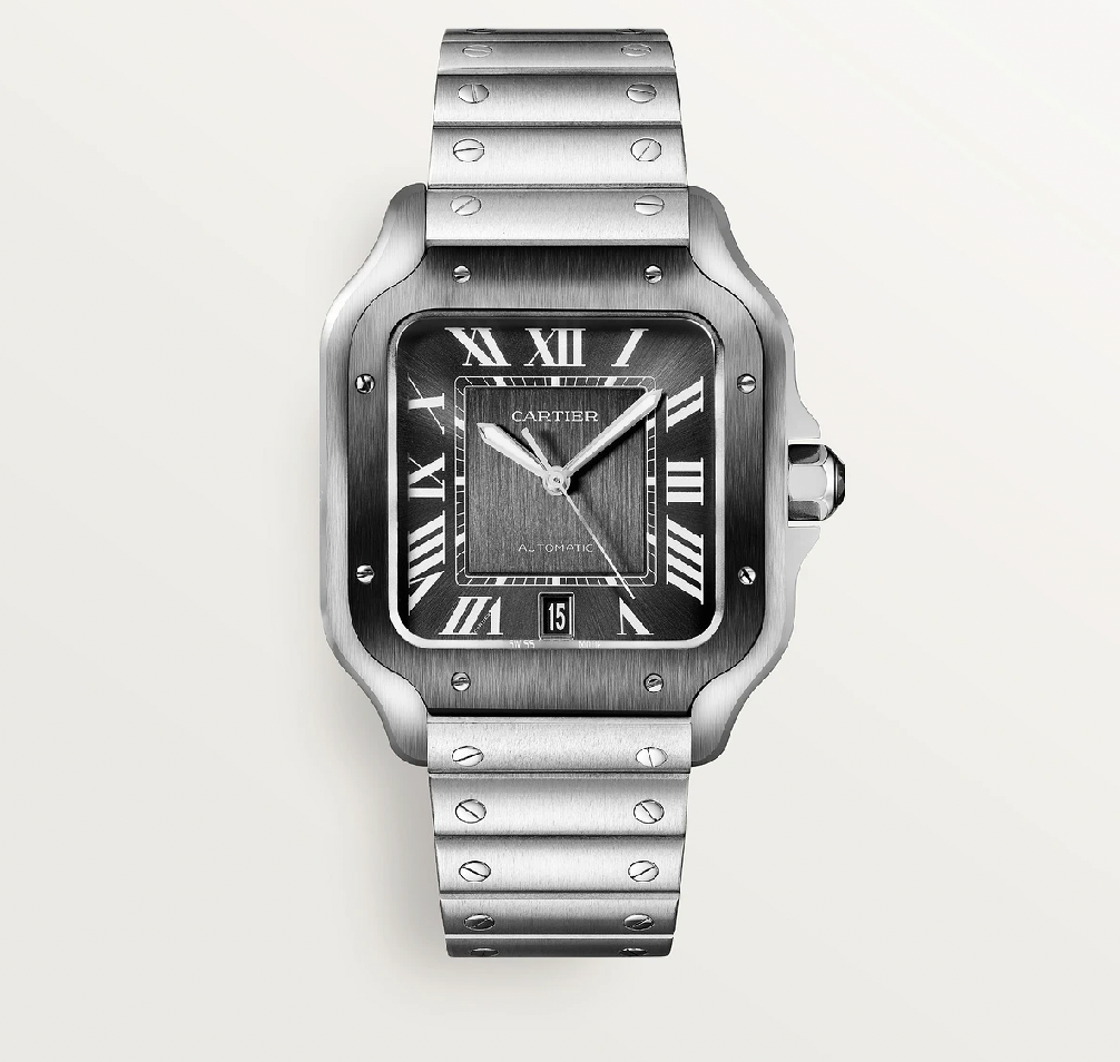 Santos de Cartier Großes Modell Stahl DLC Automatik Uhr mit zwei Armbändern