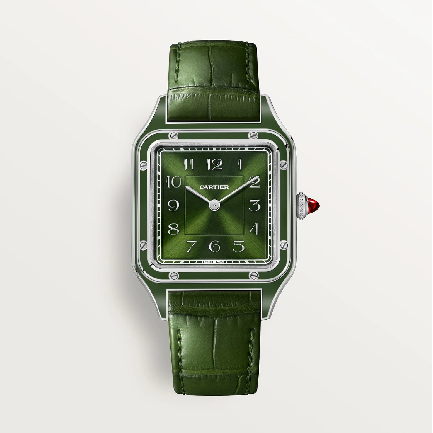 Santos-Dumont Limitierte Edition Platin Grünes Zifferblatt Uhr