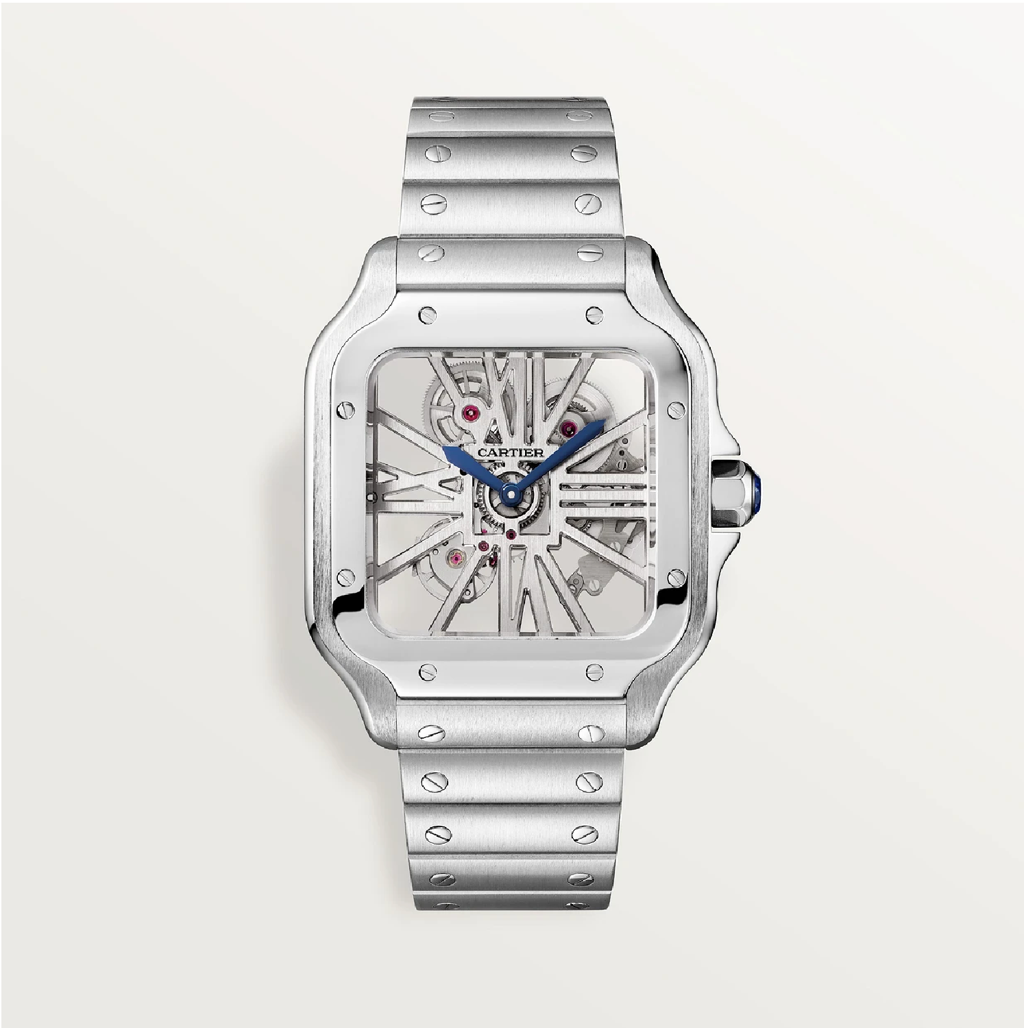 Santos de Cartier Skeleton Uhr Großes Modell Stahl Handaufzug