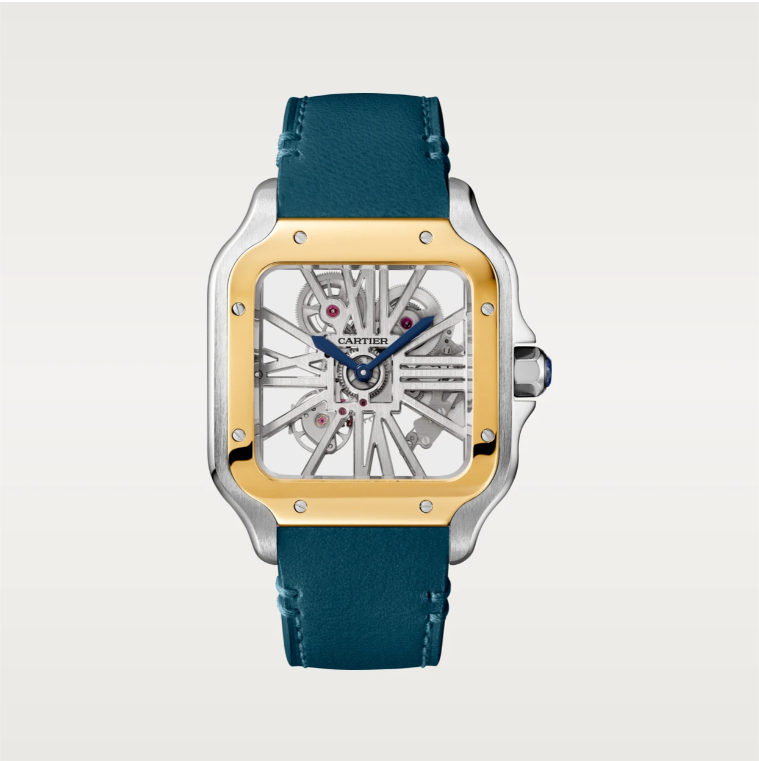 Santos de Cartier Skeleton Großes Modell Stahl & Gelbgold