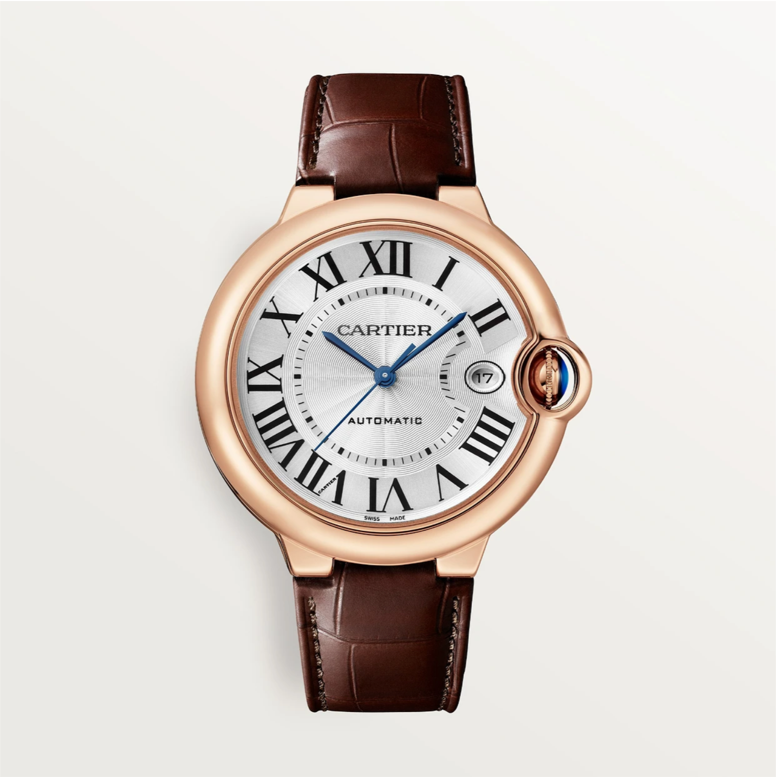 Ballon Bleu de Cartier 40 mm Automatikwerk, Roségold, Alligatorlede