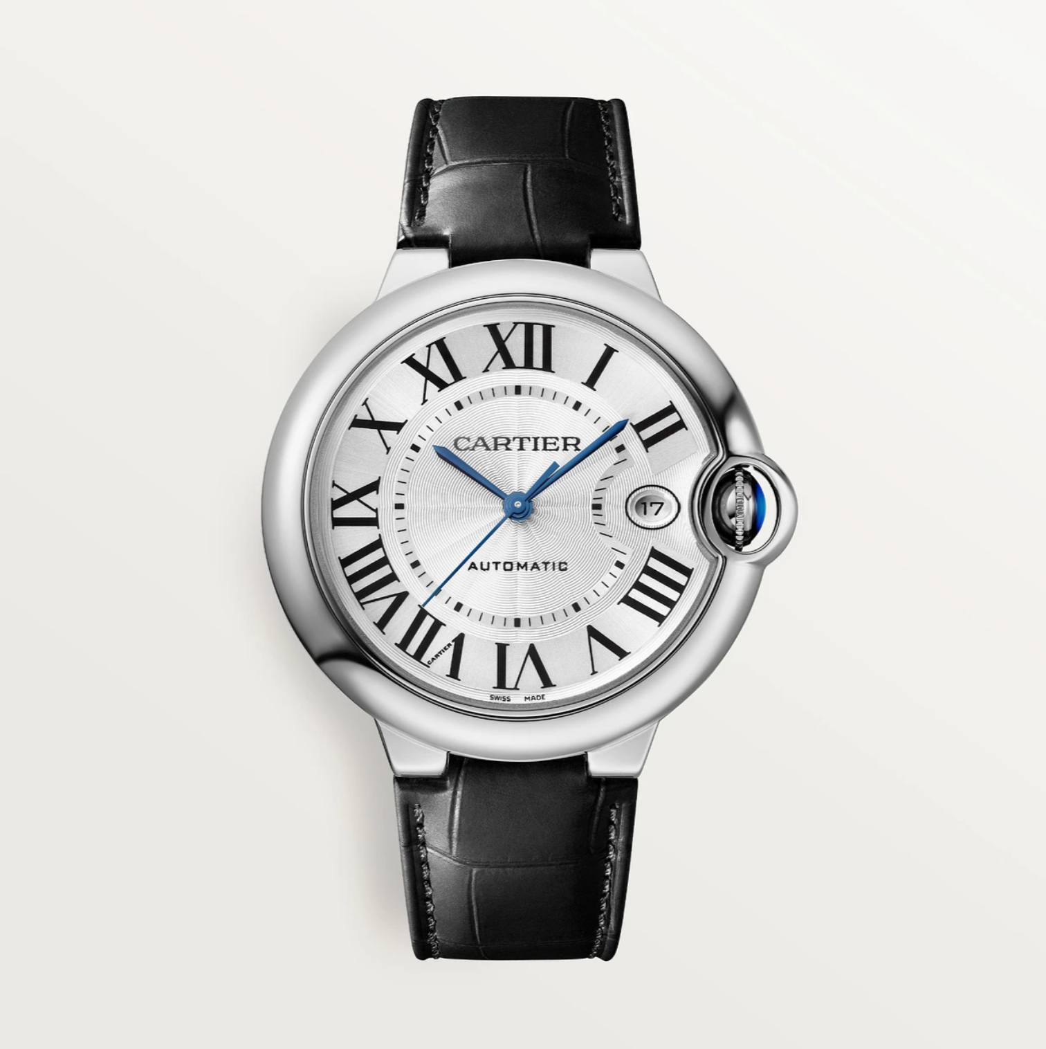 Ballon Bleu de Cartier 40 mm Automatikwerk, Stahl, schwarzes Alligatorleder