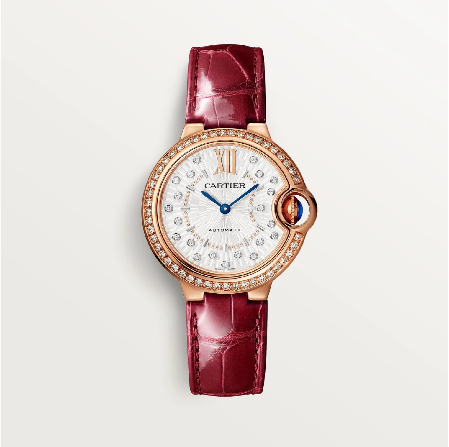 Ballon Bleu de Cartier 33 mm Roségold Diamantlünette Automatik-Uhr