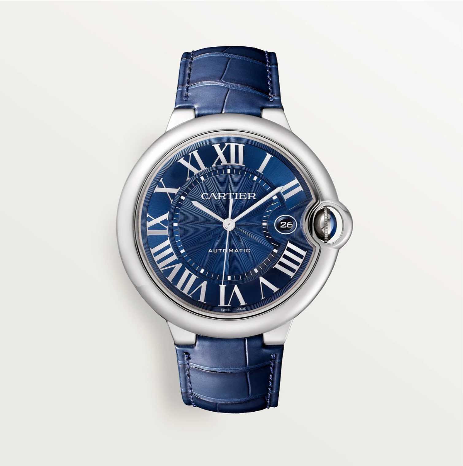 Ballon Bleu de Cartier 42 mm Stahl Blaues Zifferblatt Automatik-Uhr