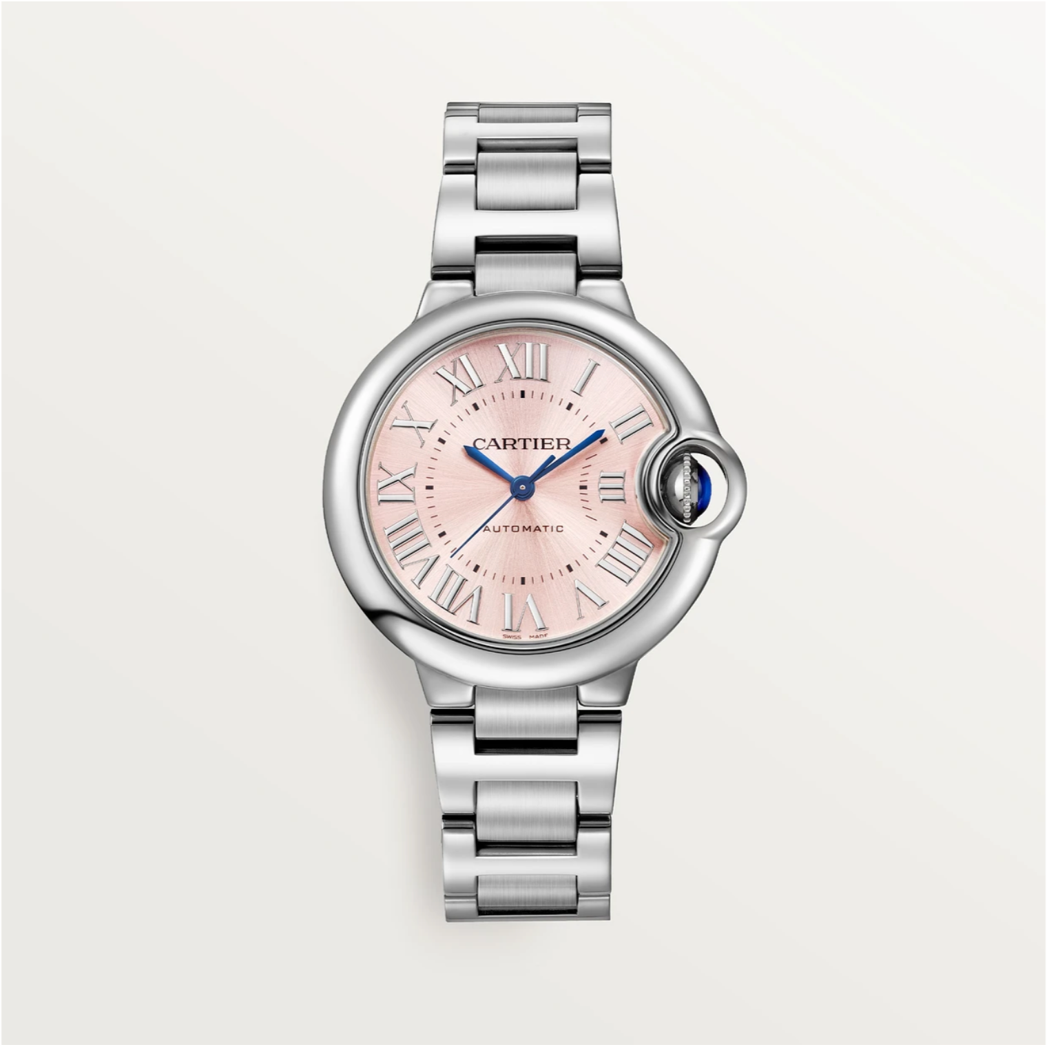 Ballon Bleu de Cartier 33 mm Stahl Rosa Zifferblatt Automatik-Uhr