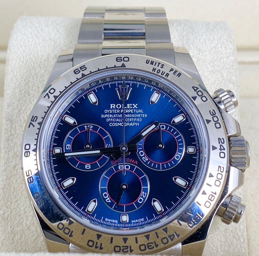 Rolex Daytona Weißgold 2020, neue Karte, blaues Zifferblatt, Full Set 116509