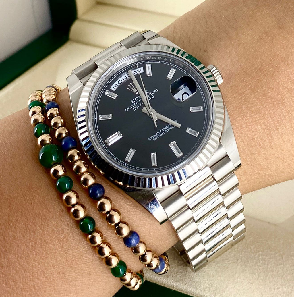 Rolex Day-Date 40, Weißgold, mit Box und Papieren