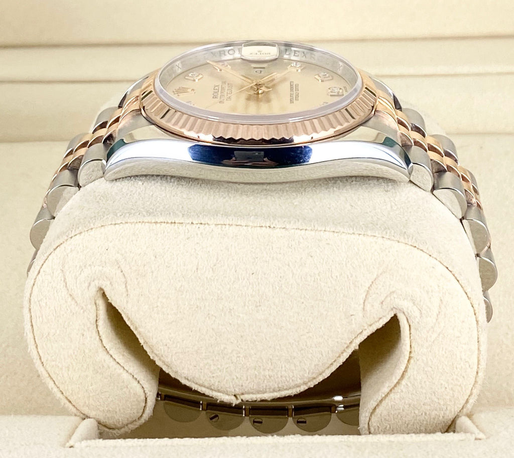 Rolex Datejust 36, Zweifarbig Roségold, vollständiges Set, Diamanten
