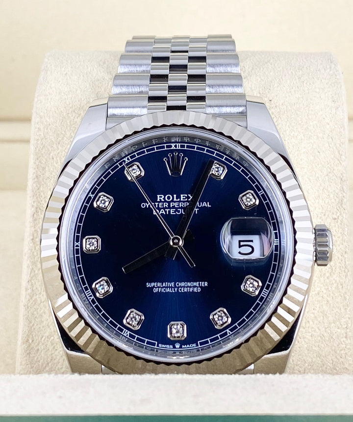 Rolex Datejust 41, Blue Dial, With Diamonds, Full set, 2020