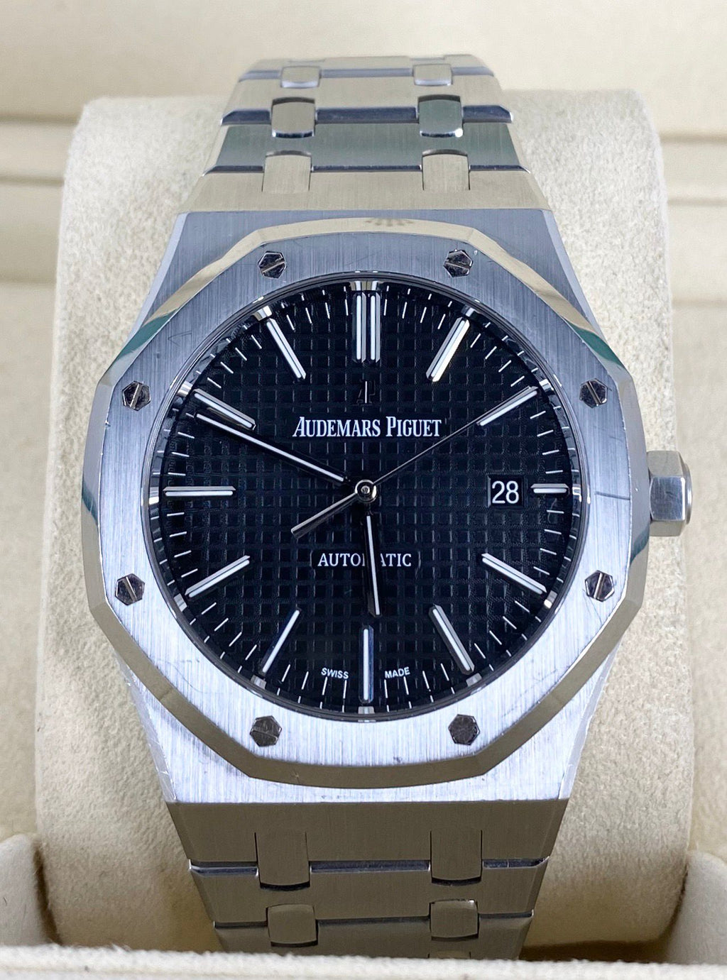 Audemars Piguet Royal Oak Selbstaufzug, 41 mm Stahl, schwarzes Zifferblatt