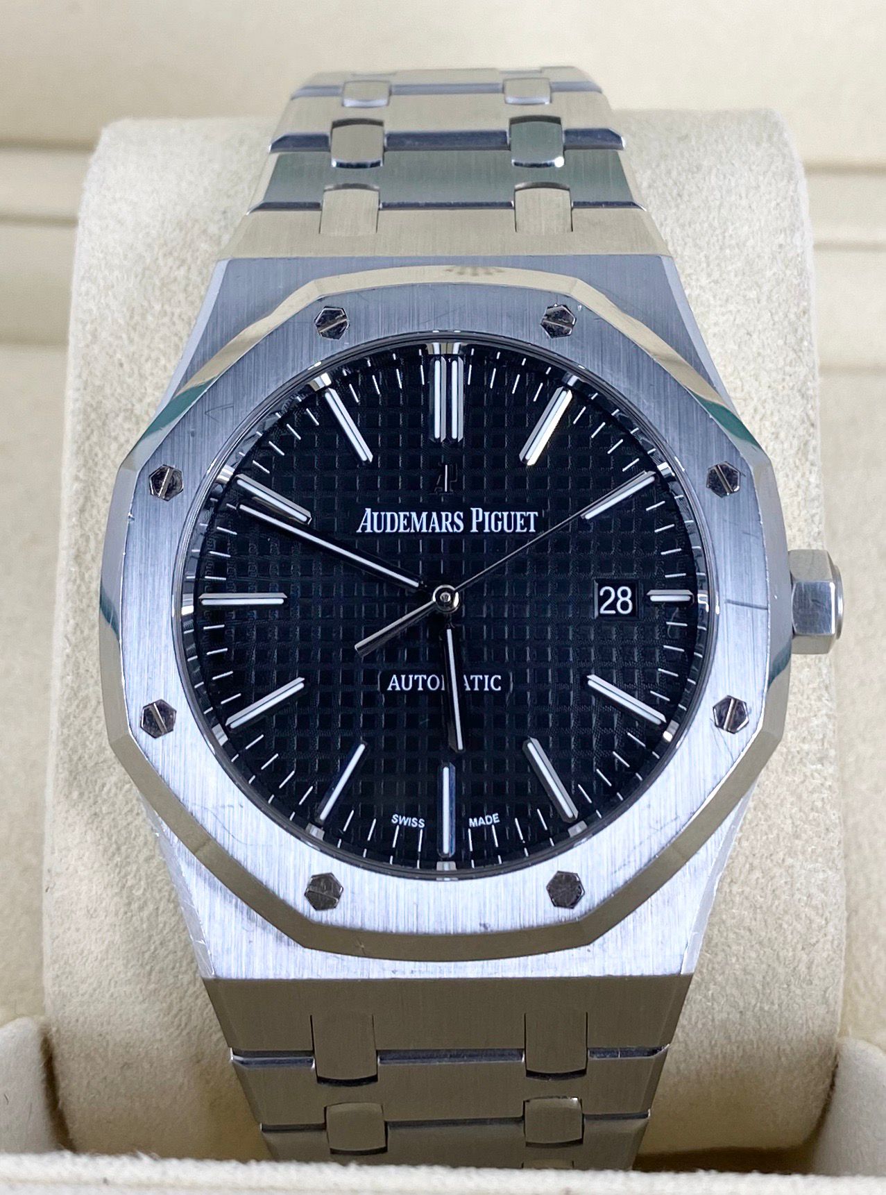 Audemars Piguet Royal Oak Selbstaufzug, 41 mm Stahl, schwarzes Zifferblatt